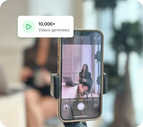 Video recording on phone showing 10,000+ videos generated
